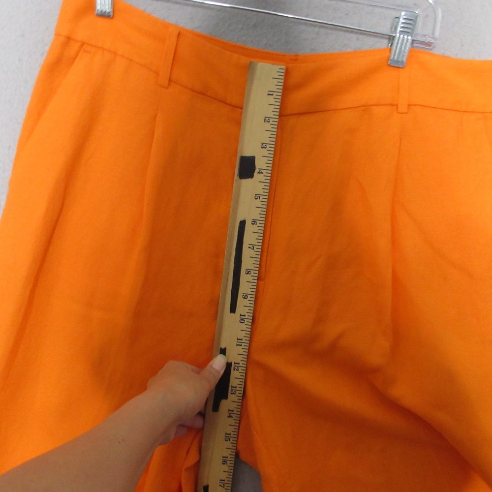 LOFT Pants 12 Orange Pleated Wide Leg Linen Blend Flowy Airy Beachy Trousers NWT - Picture 5 of 10